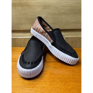Reba by Justin RML080 Alice Black Suede Multi Color Stripe Western Sneaker 9 M